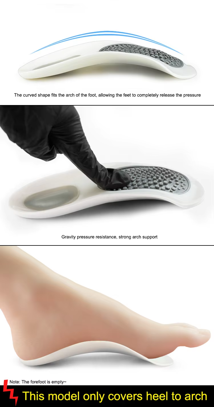 Leather shoes half arch support insoles with detachable pads for adaptive breathability and massage